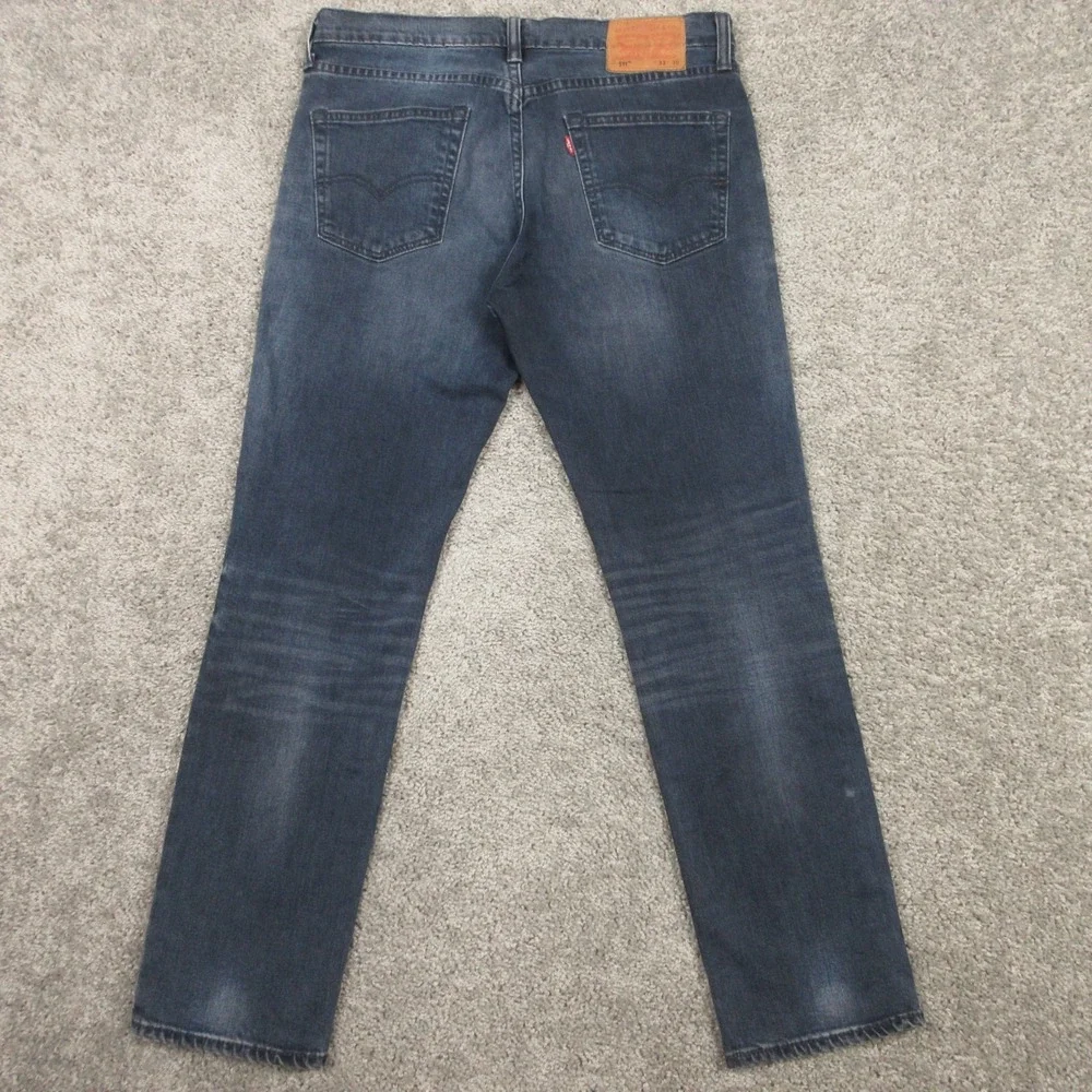 Levis Jeans Mens 33x30 Blue 511‎ Slim Straight Faded Whiskering Flex Denim Pants